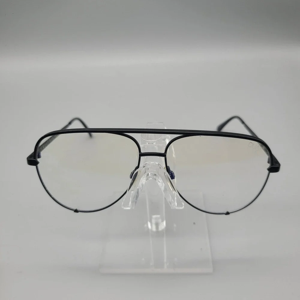 Quay Australia High Key Mini Aviator Blue Light Glasses Matte Black 126